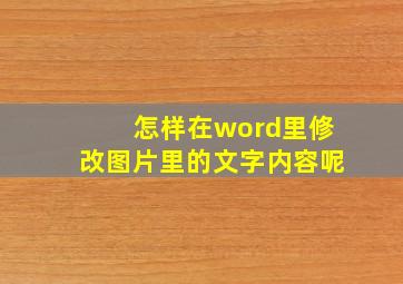 怎样在word里修改图片里的文字内容呢