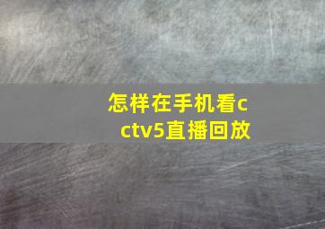 怎样在手机看cctv5直播回放