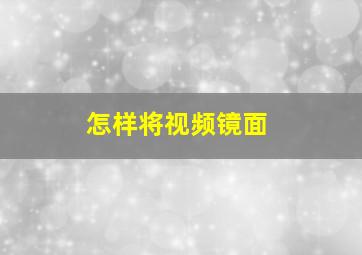 怎样将视频镜面