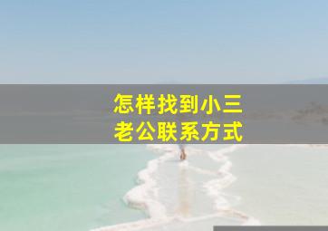 怎样找到小三老公联系方式