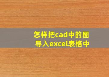 怎样把cad中的图导入excel表格中