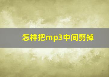 怎样把mp3中间剪掉