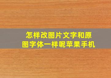 怎样改图片文字和原图字体一样呢苹果手机