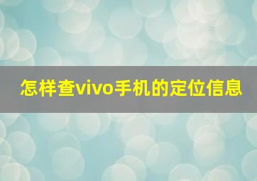 怎样查vivo手机的定位信息