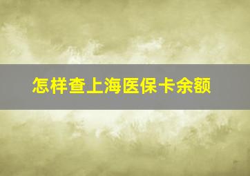 怎样查上海医保卡余额