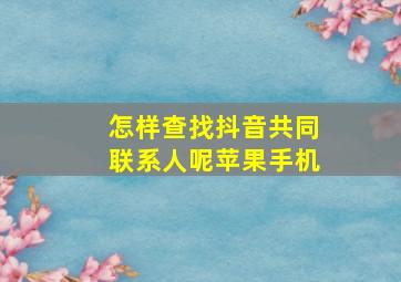 怎样查找抖音共同联系人呢苹果手机