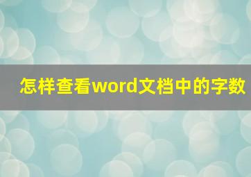 怎样查看word文档中的字数