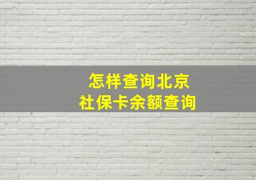 怎样查询北京社保卡余额查询