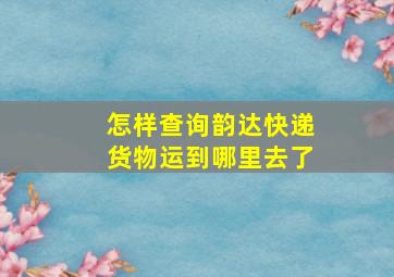 怎样查询韵达快递货物运到哪里去了