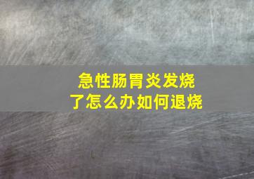 急性肠胃炎发烧了怎么办如何退烧