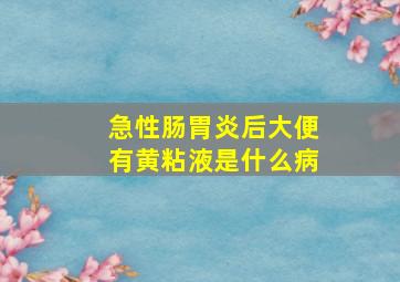 急性肠胃炎后大便有黄粘液是什么病