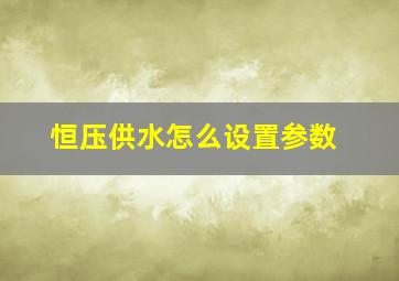 恒压供水怎么设置参数