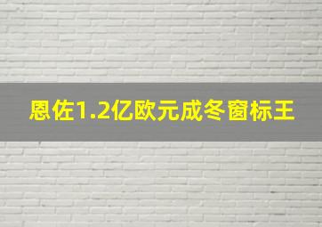 恩佐1.2亿欧元成冬窗标王