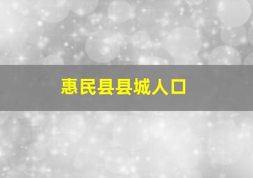 惠民县县城人口