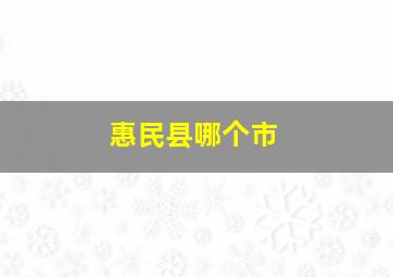 惠民县哪个市