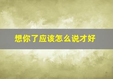 想你了应该怎么说才好