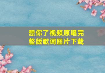 想你了视频原唱完整版歌词图片下载