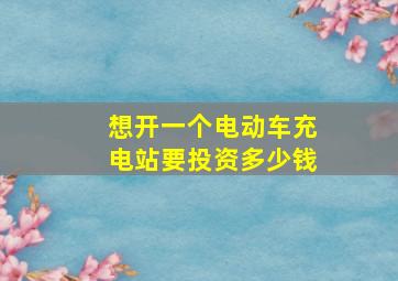 想开一个电动车充电站要投资多少钱