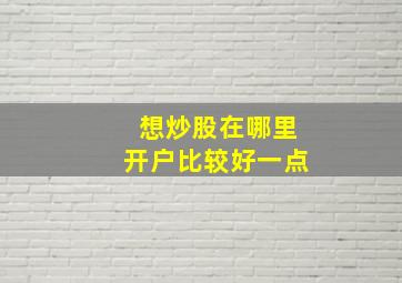 想炒股在哪里开户比较好一点