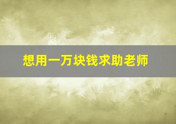 想用一万块钱求助老师