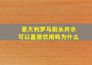 意大利罗马街头井水可以直接饮用吗为什么