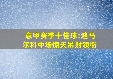 意甲赛季十佳球:迪马尔科中场惊天吊射领衔