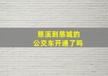 慈溪到慈城的公交车开通了吗