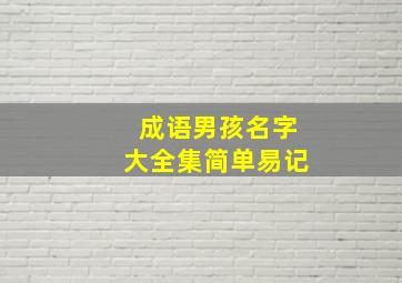 成语男孩名字大全集简单易记