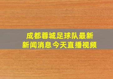 成都蓉城足球队最新新闻消息今天直播视频