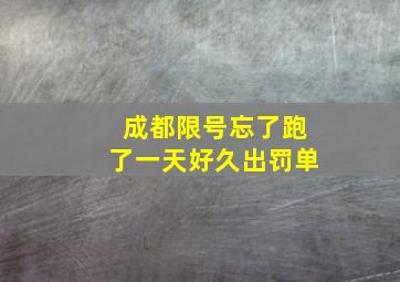 成都限号忘了跑了一天好久出罚单