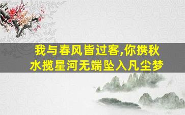 我与春风皆过客,你携秋水揽星河无端坠入凡尘梦