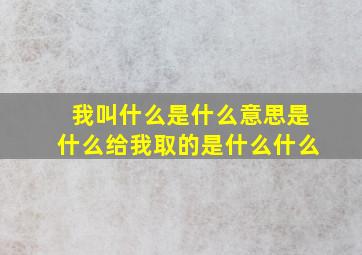 我叫什么是什么意思是什么给我取的是什么什么