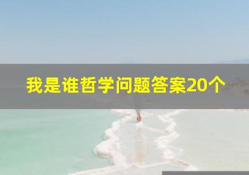 我是谁哲学问题答案20个