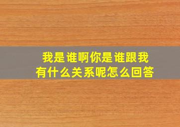 我是谁啊你是谁跟我有什么关系呢怎么回答