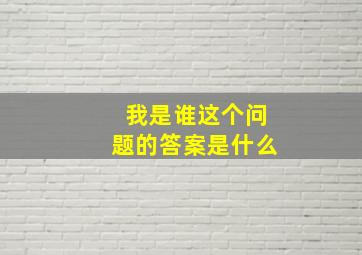 我是谁这个问题的答案是什么