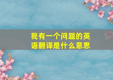 我有一个问题的英语翻译是什么意思