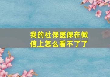 我的社保医保在微信上怎么看不了了