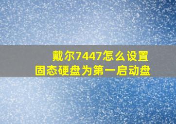 戴尔7447怎么设置固态硬盘为第一启动盘