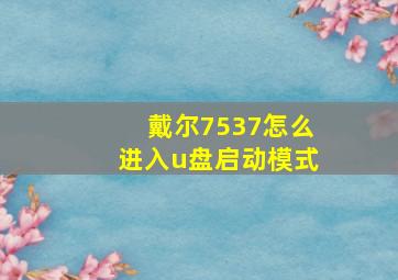 戴尔7537怎么进入u盘启动模式