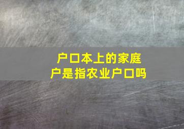 户口本上的家庭户是指农业户口吗