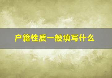 户籍性质一般填写什么