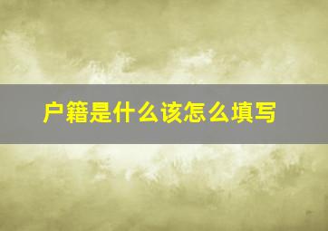 户籍是什么该怎么填写