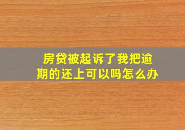 房贷被起诉了我把逾期的还上可以吗怎么办