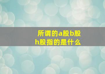 所谓的a股b股h股指的是什么