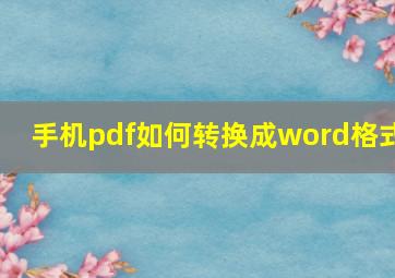 手机pdf如何转换成word格式