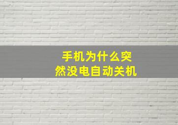 手机为什么突然没电自动关机