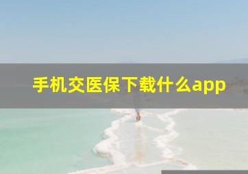 手机交医保下载什么app