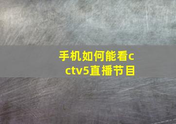 手机如何能看cctv5直播节目