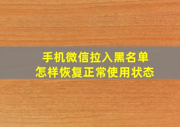 手机微信拉入黑名单怎样恢复正常使用状态