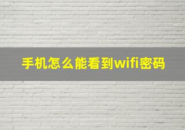 手机怎么能看到wifi密码